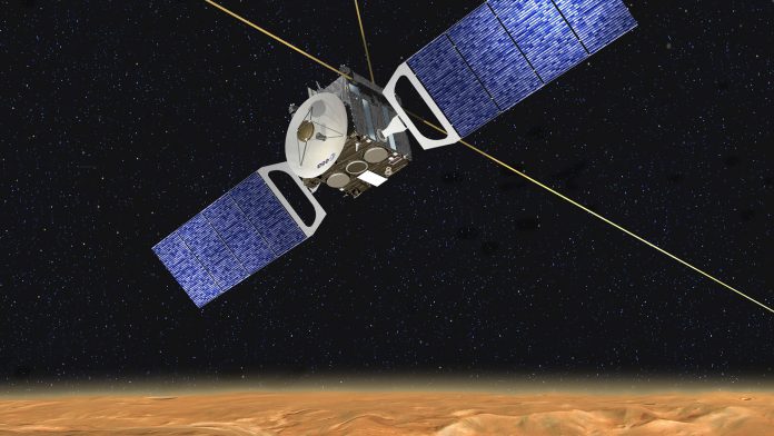 Mars Express launch, artwork. This European Space Agency