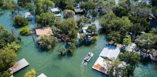 flooded buildings