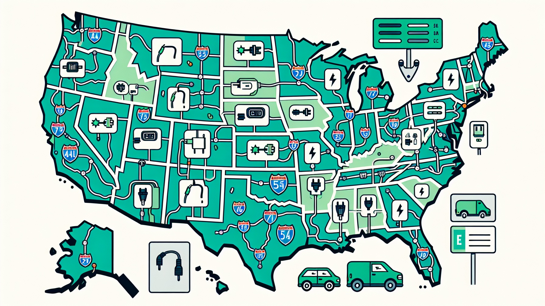 EV charging network across the US